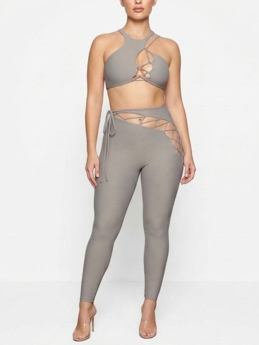 SKIMS Limited Edition Chrome Lace-Up Leggings - Size L - NWT